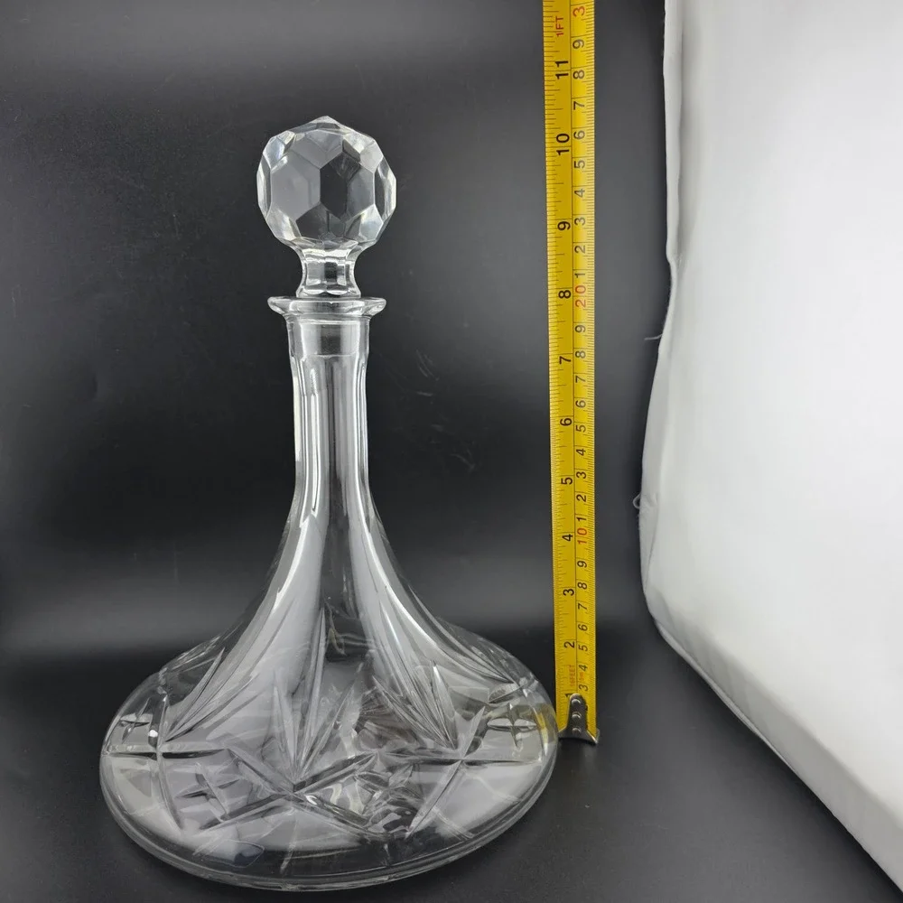 Illusions Samobor 24% Lead Crystal Ships Decanter‎ w/ Stopper Yugoslavia Handcut